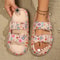 Adjustable DoubleBuckle Summer Holiday Printing Soft Women Slippers Pillow Platform Travel Sandals 47