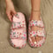 Adjustable DoubleBuckle Summer Holiday Printing Soft Women Slippers Pillow Platform Travel Sandals 48