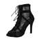 Summer Sexy High Heels Hollow Mesh Sandals for Women, Cross-tied Peep Toe Ankle Strap Dance Shoes Black Net Heeled