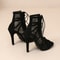 Summer Sexy High Heels Hollow Mesh Sandals for Women, Cross-tied Peep Toe Ankle Strap Dance Shoes Black Net Heeled