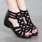 Womens Soft Leather Roman Sandals Summer, Soft Sole Outwear Wedge Shoes, Casual Fashion Designer Sandals for Ladies