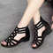 Womens Soft Leather Roman Sandals Summer, Soft Sole Outwear Wedge Shoes, Casual Fashion Designer Sandals for Ladies