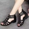 Womens Soft Leather Roman Sandals Summer, Soft Sole Outwear Wedge Shoes, Casual Fashion Designer Sandals for Ladies