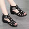 Womens Soft Leather Roman Sandals Summer, Soft Sole Outwear Wedge Shoes, Casual Fashion Designer Sandals for Ladies