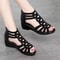 Womens Soft Leather Roman Sandals Summer, Soft Sole Outwear Wedge Shoes, Casual Fashion Designer Sandals for Ladies