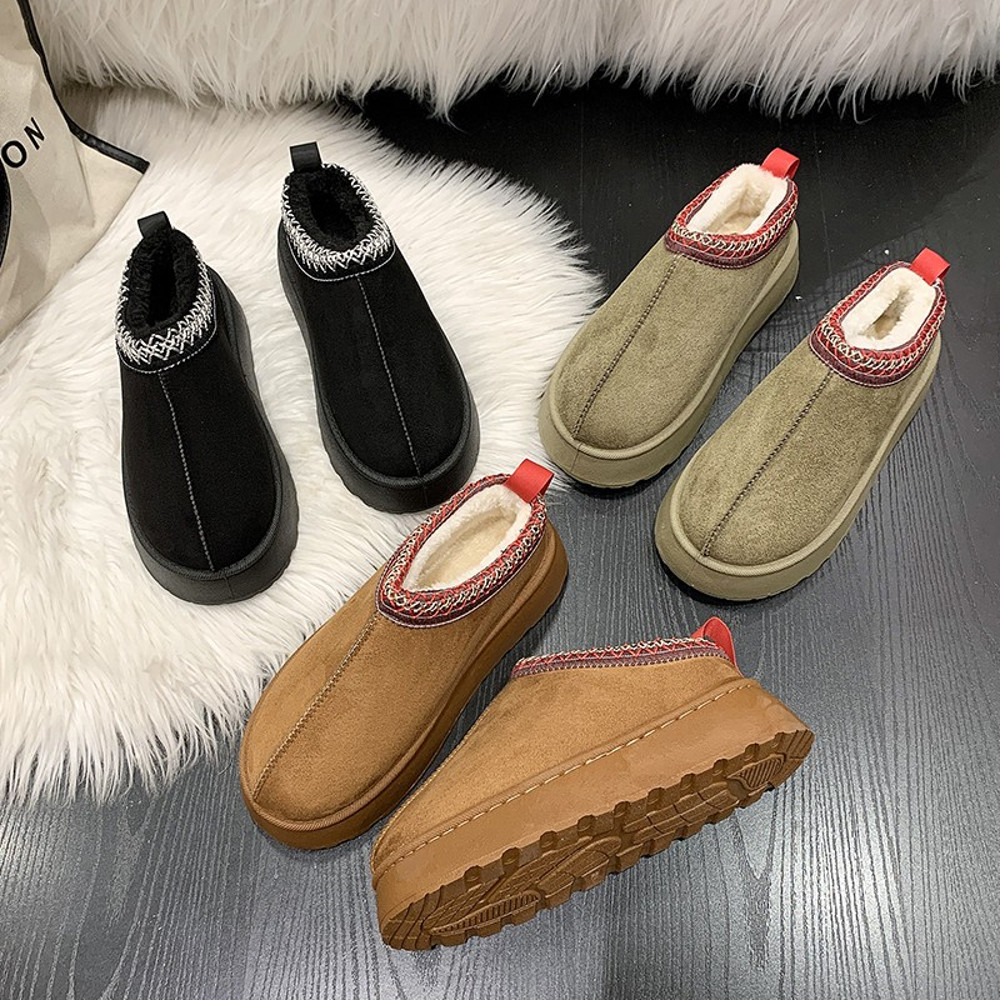 Feslishoet Winter Woman Slippers With Plush Interior Thick Bottom Anti Slip Sole Embroidered Fashio 0