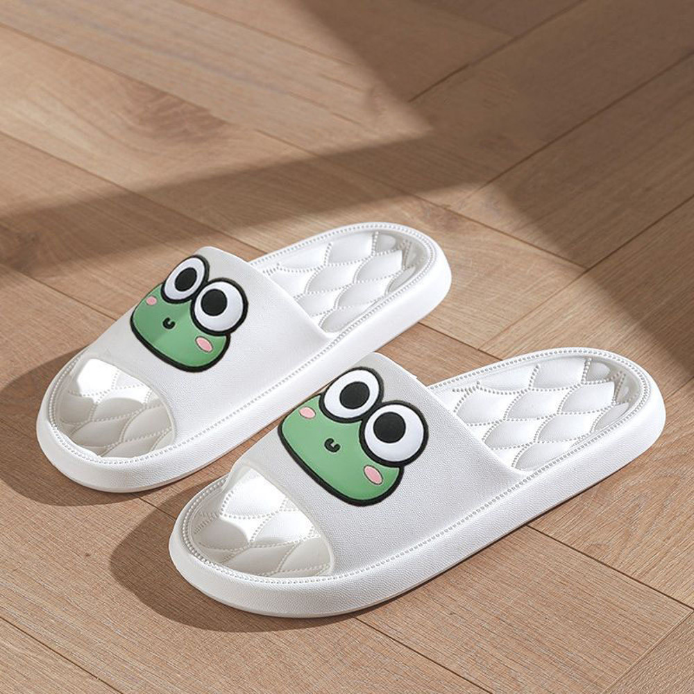 Summer Beach Slides Bathroom Anti Slip Slipper, Non-Slip Home Flip Flops Cartoon Frog Soft Sandals for Men & Women