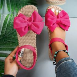women anti-slip trend sandals, lightweight summer fashion sandals, beach casual slippers, outdoor bow tie flat shoes
