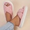 Women Autumn Winter Home Slippers OpenToe Cross Band Linen Soled Indoor Slides NonSlip Bathroom Sli 0