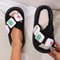 Women Autumn Winter Home Slippers Open-Toe Cross Band Linen Soled Indoor Slides Non-Slip Bathroom Slippers