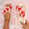 Women Autumn Winter Home Slippers Open-Toe Cross Band Linen Soled Indoor Slides Non-Slip Bathroom Slippers