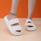 Women Autumn Winter Home Slippers Open-Toe Cross Band Linen Soled Indoor Slides Non-Slip Bathroom Slippers