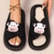 Women Autumn Winter Home Slippers Open-Toe Cross Band Linen Soled Indoor Slides Non-Slip Bathroom Slippers