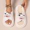 Women Autumn Winter Home Slippers Open-Toe Cross Band Linen Soled Indoor Slides Non-Slip Bathroom Slippers