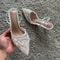 Summer Mesh Embroidered Thin High Heels Sandals Women Sexy Slingback Pointed Toe Pumps Elegant Dress Shoes Sandal