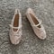 Women Mesh Embroidery Ballet Flats With String Beads Buckle Strap Mary Jane Shoes Breathable Comfor