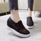 Women Wedge Platform Sneakers White Creepers Rubber Leather Lace Up Pointed Toe High Heel Height In 3