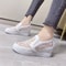 Women Wedge Platform Sneakers White Creepers Rubber Leather Lace Up Pointed Toe High Heel Height In 2