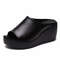 Womens Summer Platform Wedge Slippers Peep Toe Slides Ladies Casual Outdoor Solid Shoes 6