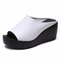 Womens Summer Platform Wedge Slippers Peep Toe Slides Ladies Casual Outdoor Solid Shoes 7