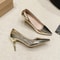 Womens Soft Leather Silver Gold High Heels Elegant Pointed Toe SlipOn Pumps For Office Party Weddi 9
