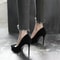 Elegant New Fashion Womens Shoes Sexy Black High Heels Sharp Pointed Suede Pumps Shallow Mouth Part 5