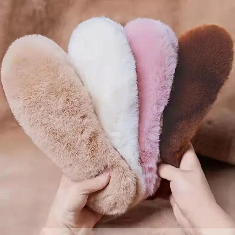 Plush Fluffy Insoles, Soft Thick Warm Imitation Rabbit Fur Winter Shoe Accessories for Men & Women, Cozy Comfort Insole