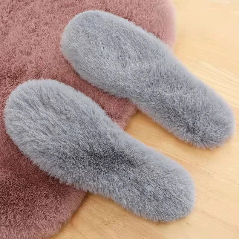 Plush Fluffy Insoles, Soft Thick Warm Imitation Rabbit Fur Winter Shoe Accessories for Men & Women, Cozy Comfort Insole