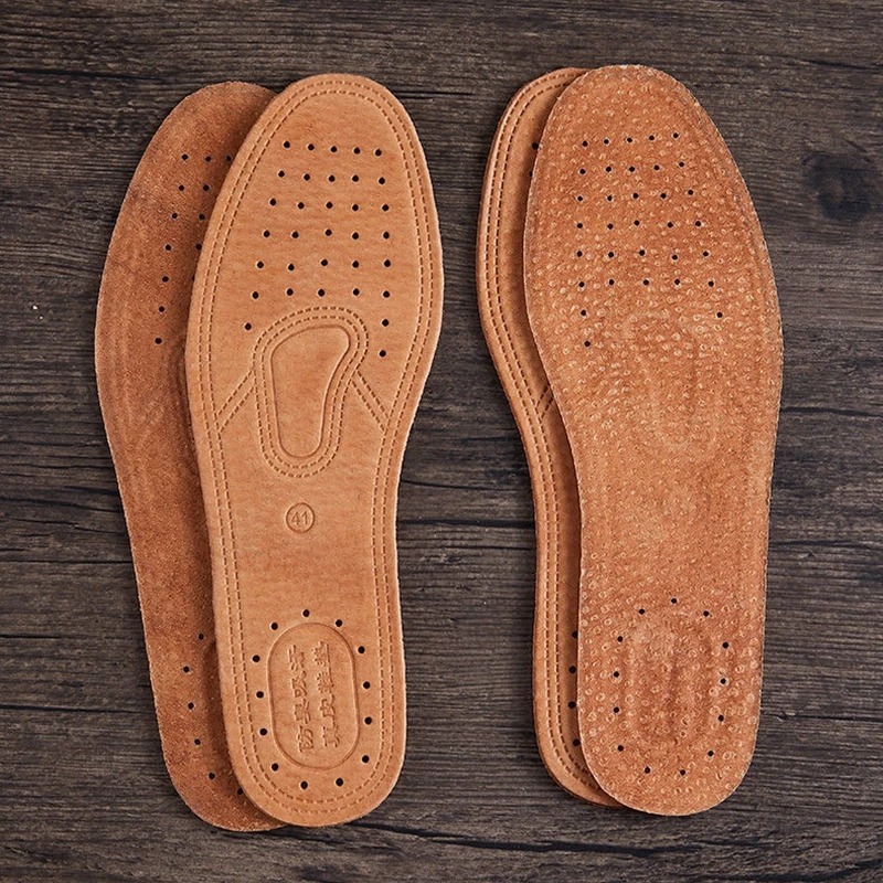 Leather Insoles For Casual Shoes Men Comfortable Deodorant Shoe Insoles Quality Foot Support Sole C 4