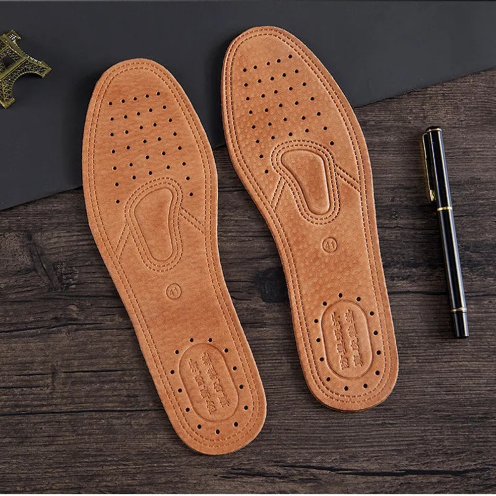 Leather Insoles For Casual Shoes Men Comfortable Deodorant Shoe Insoles Quality Foot Support Sole C 6