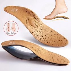 orthopedic leather insole for flat feet arch support, sport comfort insoles for men and women shoe sole