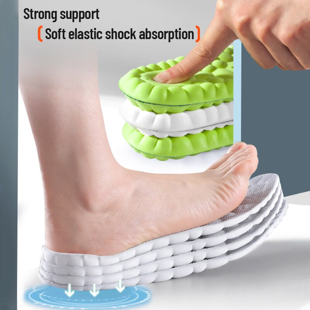 4D Sport Insoles for Shoes, Shock Absorption Breathable Cushion Deodorant Running Insoles for Men and Women