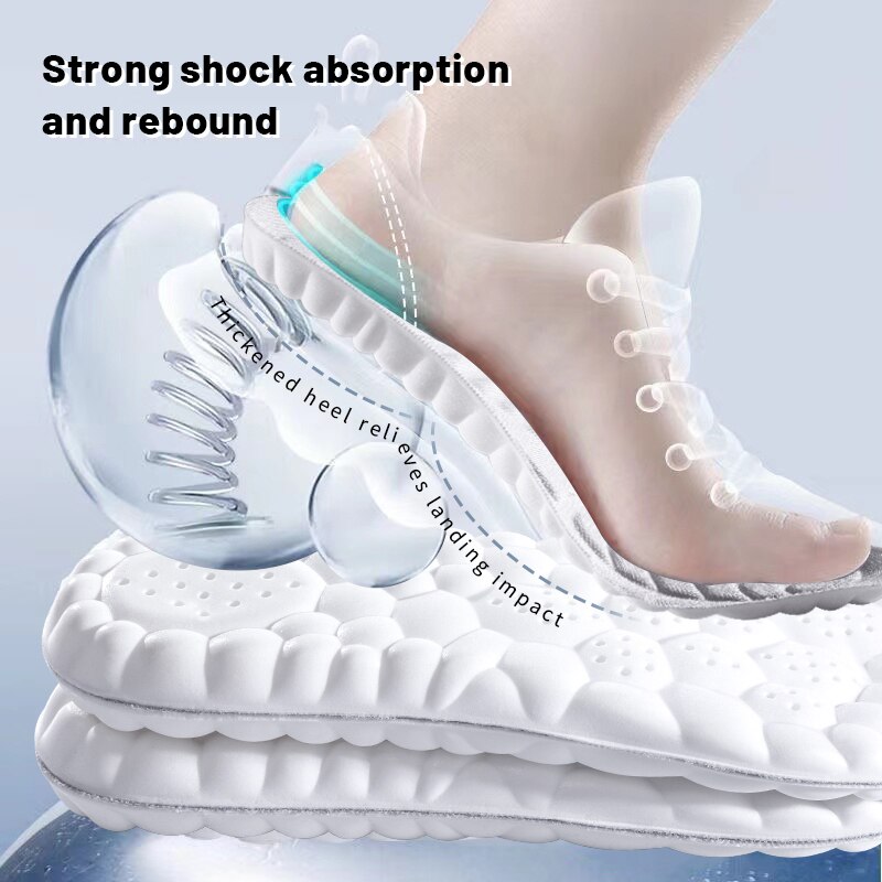 PU Soft 5D Sports Insoles for Shoes with Breathable Shock Absorption, Orthopedic Arch Support Running Insole for Comfort