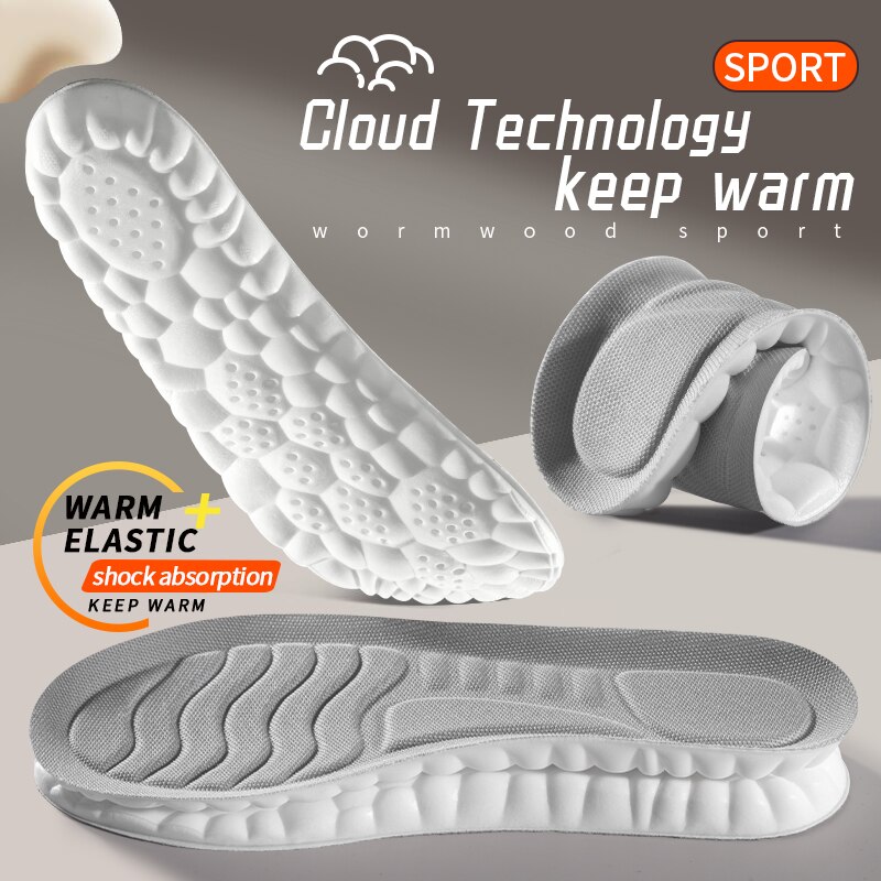 PU Soft 5D Sports Insoles for Shoes with Breathable Shock Absorption, Orthopedic Arch Support Running Insole for Comfort