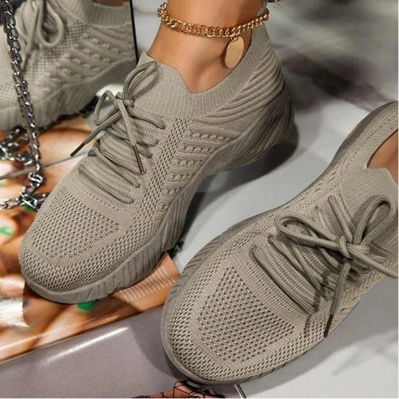 Stylish Women Mesh Breathable Casual Sneakers Laceup Vulcanized Shoes Comfortable Ladies Platform S 4
