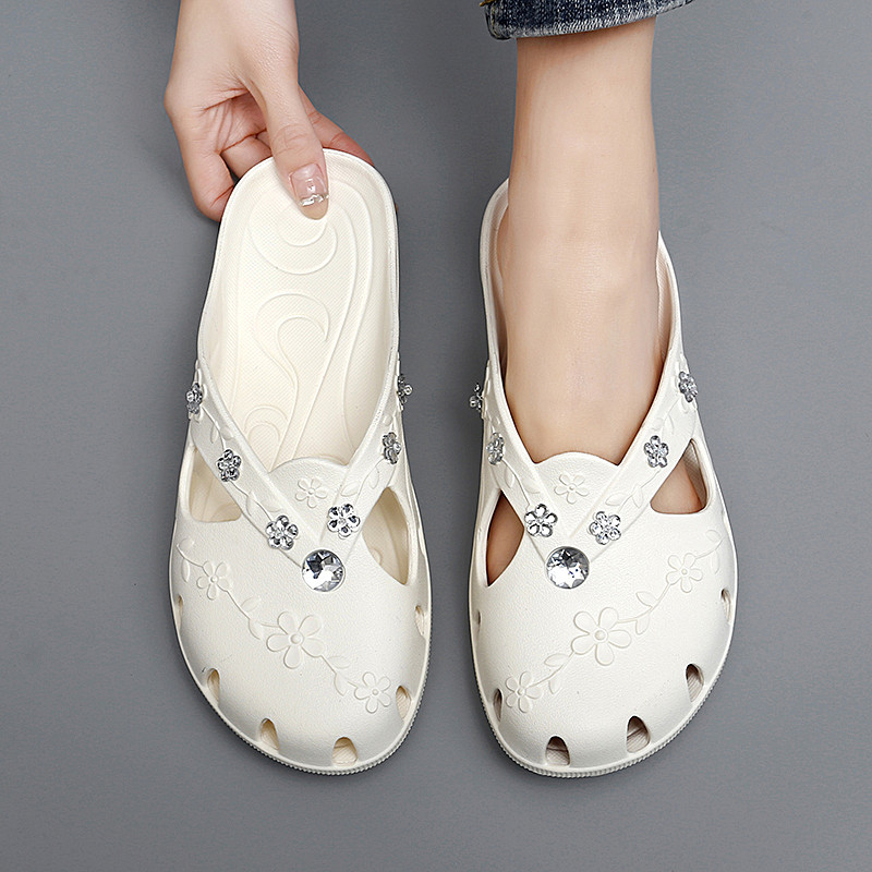 Women Jelly Slippers Fashion Breathable Outdoor Platform Slippers Baotou Roma Hole Shoes For Indoor 4