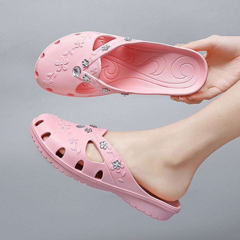 Women Jelly Slippers Fashion Breathable Outdoor Platform Slippers Baotou Roma Hole Shoes For Indoor 5