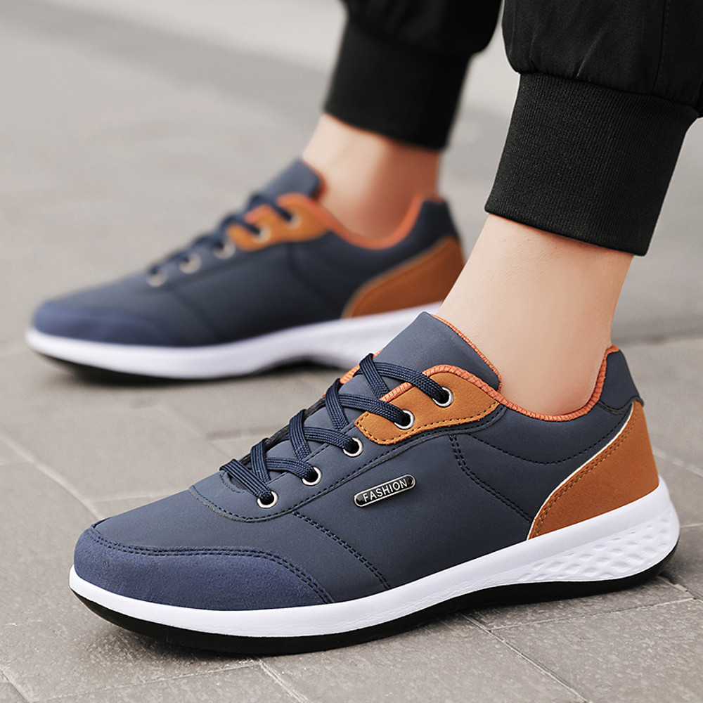 Fashion Men PU Leather Shoes Sneakers Breathable Casual Shoes Trend Male Footwear NonSlip Leisure S 1