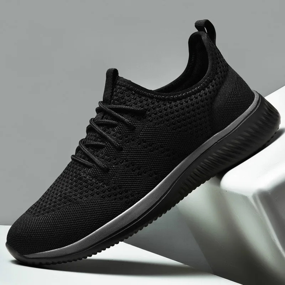 Fashion Men Casual Shoes Breathable Walking Mesh Flat Sneakers For Men Gym Style Black Vulcanized M 5