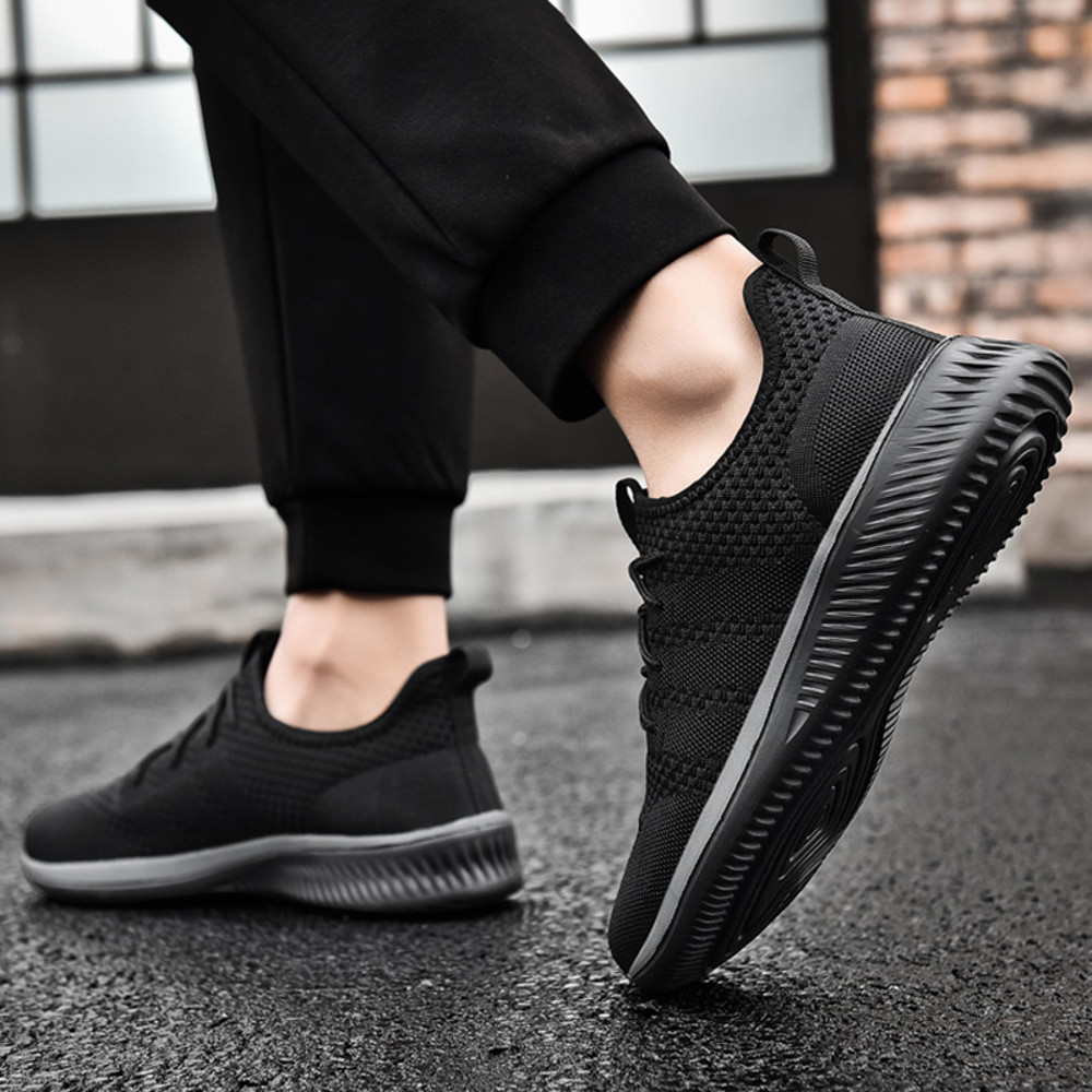 Fashion Men Casual Shoes Breathable Walking Mesh Flat Sneakers For Men Gym Style Black Vulcanized M 0