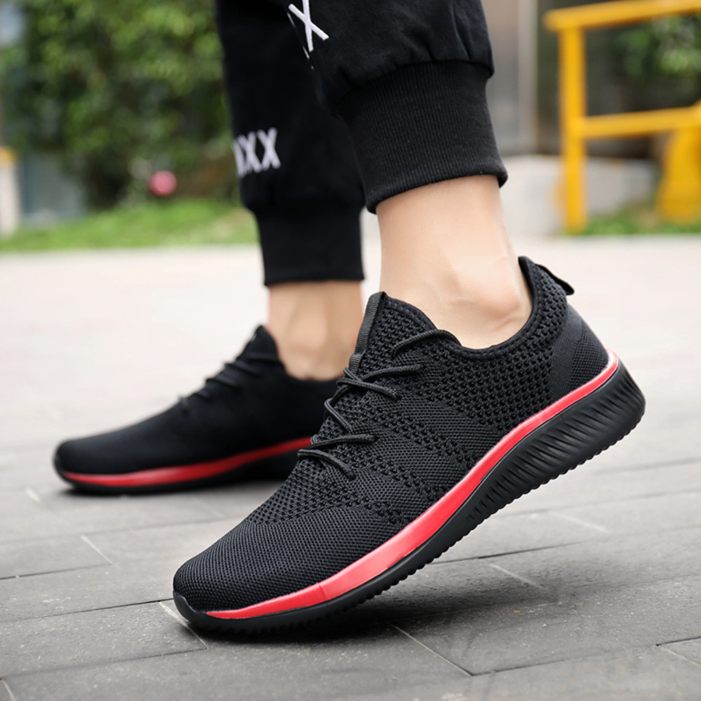 Fashion Men Casual Shoes Breathable Walking Mesh Flat Sneakers For Men Gym Style Black Vulcanized M 4
