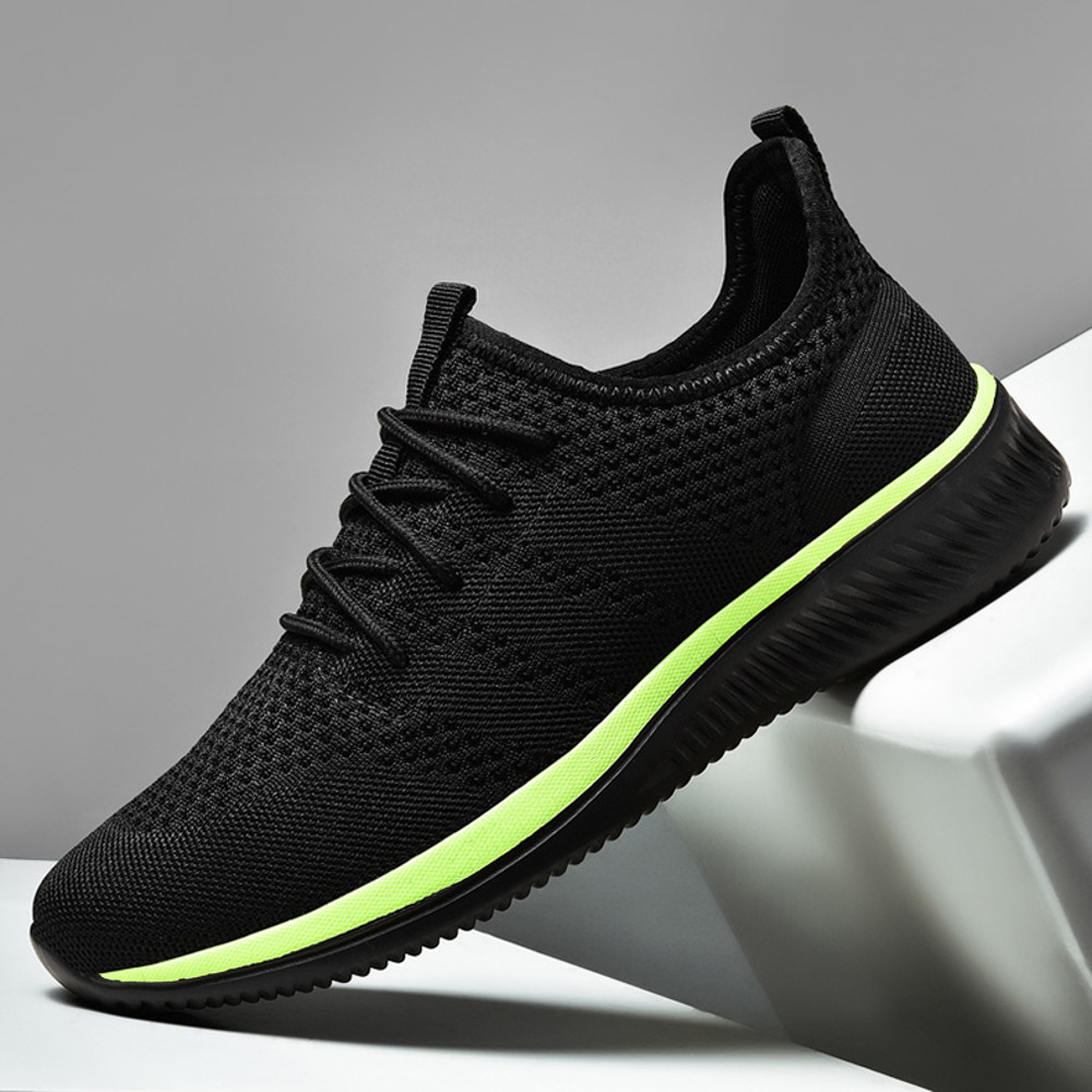 Fashion Men Casual Shoes Breathable Walking Mesh Flat Sneakers For Men Gym Style Black Vulcanized M 6
