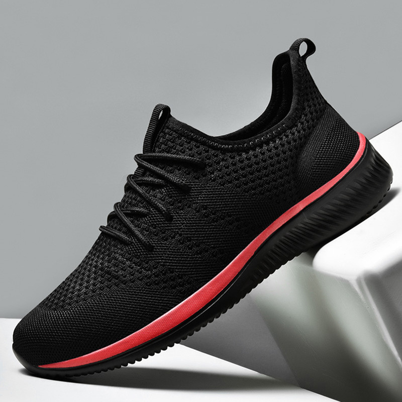 Fashion Men Casual Shoes Breathable Walking Mesh Flat Sneakers For Men Gym Style Black Vulcanized M 7