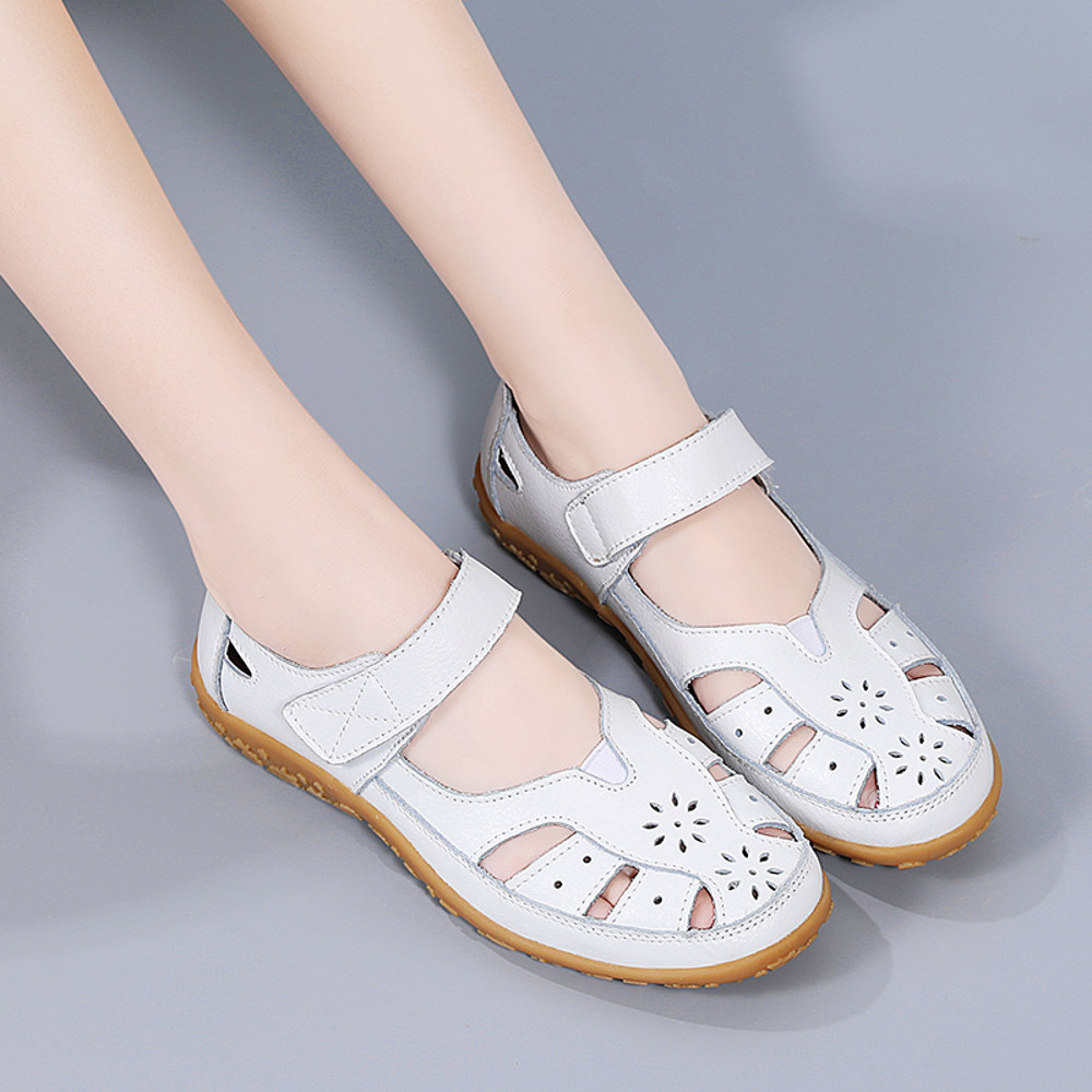 PU Leather Summer Flat Womens Shoes Outdoor Casual Beach Sandals Fashion Slippers Large Size Loafer 1