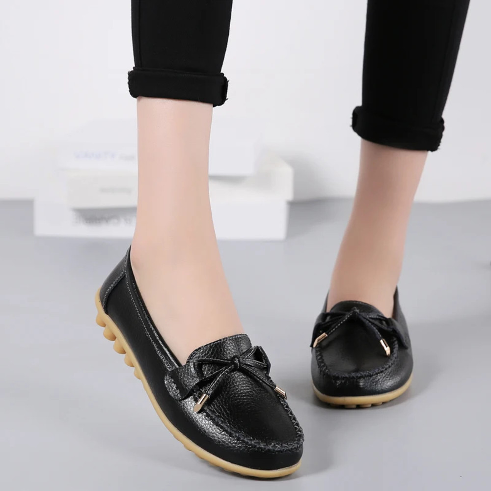 Genuine Leather New Woman Flats Shoes Ballet Flat Sneakers Soft Moccasins Ladies Boat Ballerina Esp 0