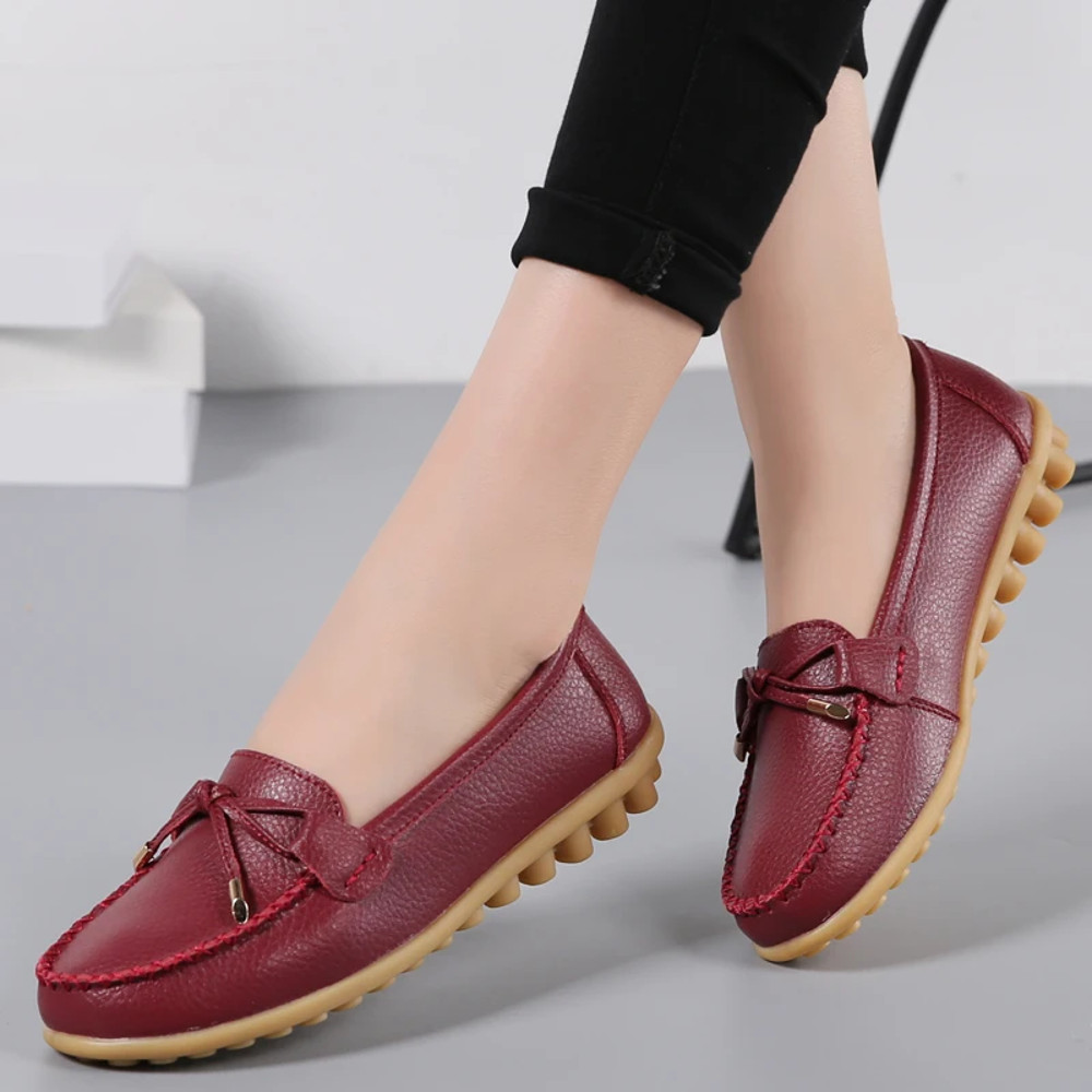 Genuine Leather New Woman Flats Shoes Ballet Flat Sneakers Soft Moccasins Ladies Boat Ballerina Esp 9
