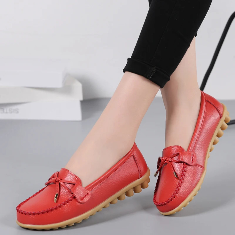 Genuine Leather New Woman Flats Shoes Ballet Flat Sneakers Soft Moccasins Ladies Boat Ballerina Esp 8