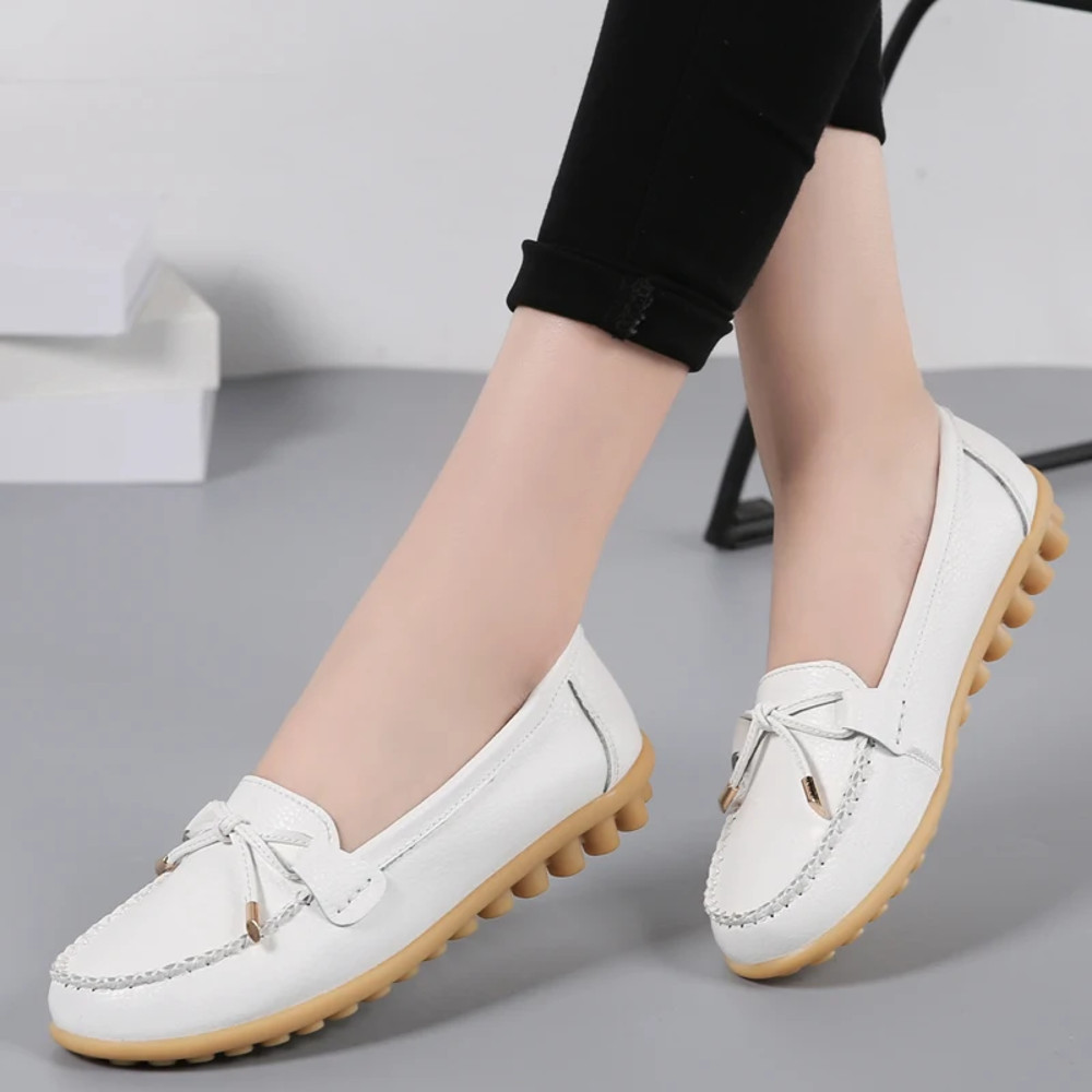 Genuine Leather New Woman Flats Shoes Ballet Flat Sneakers Soft Moccasins Ladies Boat Ballerina Esp 1
