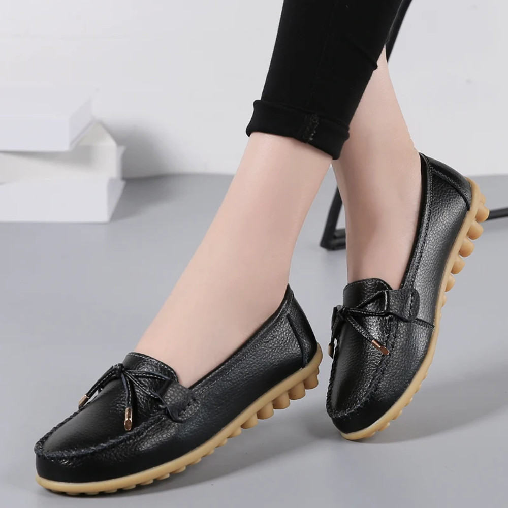 Genuine Leather New Woman Flats Shoes Ballet Flat Sneakers Soft Moccasins Ladies Boat Ballerina Esp 14