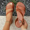 Womens Round-Toe Flat Sandals, Solid Color, Lightweight and Comfortable Summer Walking Shoes